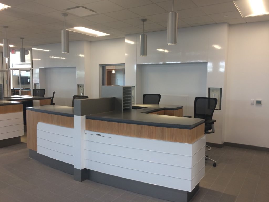 Curved reception desk